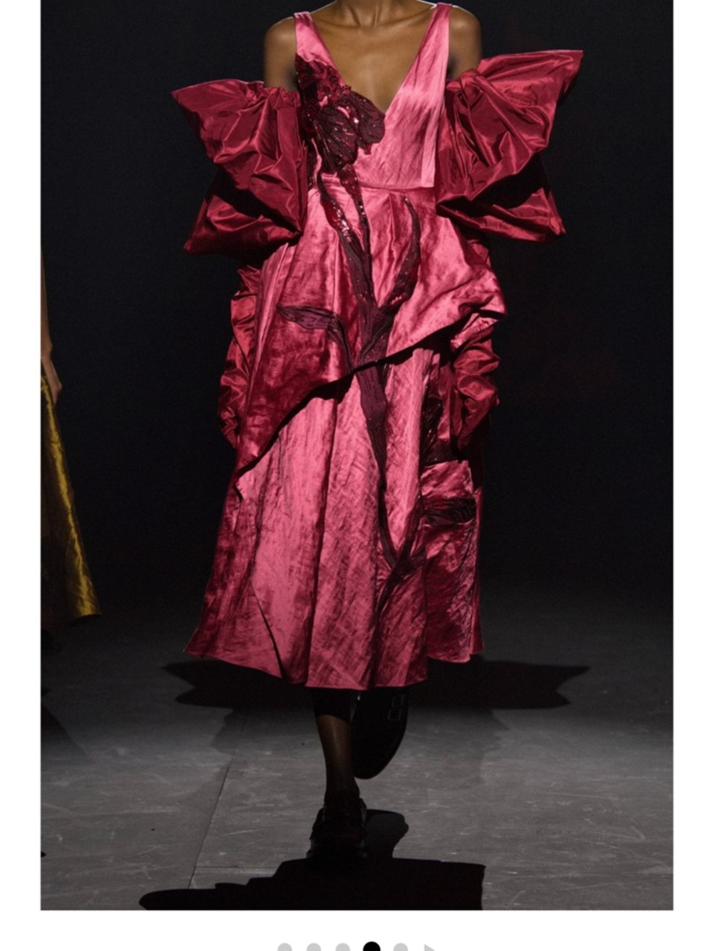 ERDEM Applique Floral Satin Midi Dress - Picture 6 of 16